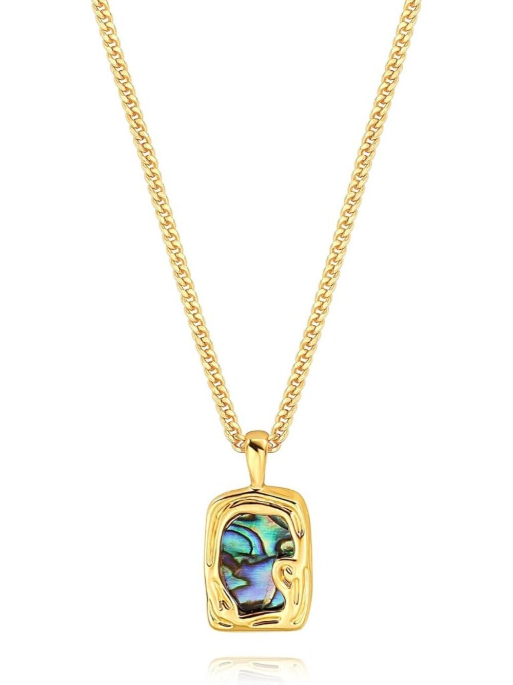 Women's Abalone 18 K Gold Internally Plate Dainty Compass Chain Necklaces